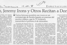 Bono, Jeremy Irons y otros recitan a Dorfman  [artículo]