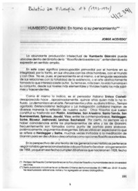 Humberto Giannini, en torno a su pensamiento  [artículo] Jorge Acevedo