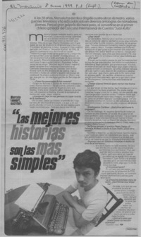 "Las mejores historias son las más simples"  [artículo] Francisco Ortega