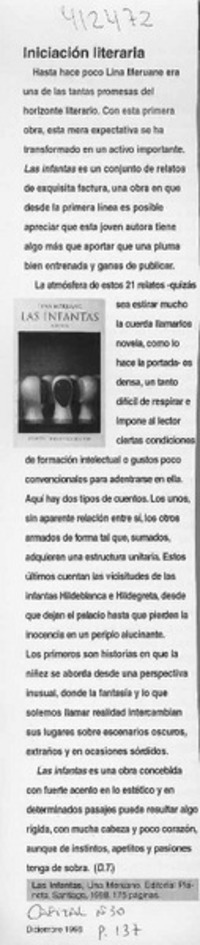 Iniciación literaria  [artículo] D. T.