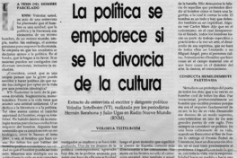 La política se empobrece si se la divorcia de la cultura