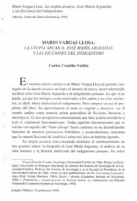 Mario Vargas Llosa, La utopía arcaica; José María Arguedas y las ficciones del indigenismo