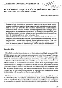 El sueño de la comunicación en José María Arguedas, lecturas de Los ríos profundos  [artículo] Miguel Alvarado Borgoño