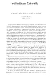 Borges y Whitman, el otro, el mismo