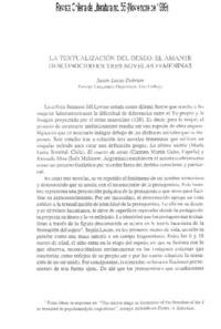 La textualización del deseo, el amante desconocido en tres novelas femeninas