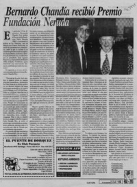 Bernardo Chandía recibió Premio Fundación Neruda  [artículo]