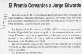 El Premio Cervantes a Jorge Edwards  [artículo]