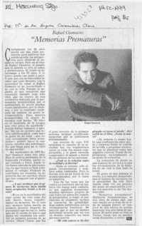 "Memorias prematuras"  [artículo] María de los Angeles Covarrubias Claro