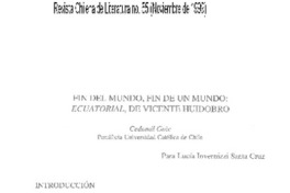 Fin del mundo, fin de un mundo: Ecuatorial, de Vicente Huidobro
