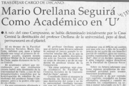 Mario Orellana seguirá como académico en "U"  [artículo]