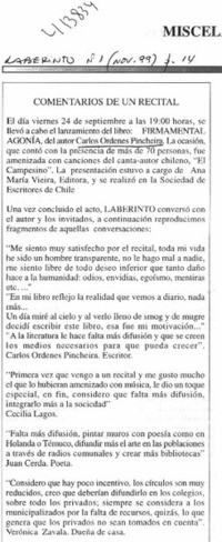 Comentarios de un recital  [artículo]