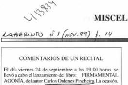 Comentarios de un recital  [artículo]