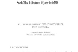 El "Diario íntimo" de Luis Oyarzún, una lectura