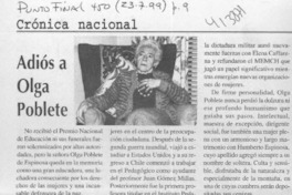 Adiós a Olga Poblete  [artículo] PF