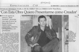 "Con esta obra quiero presentarme como creador"  [artículo]
