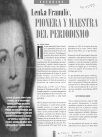Lenka Franulic, pionera y maestra del periodismo  [artículo] Tatiana Diener