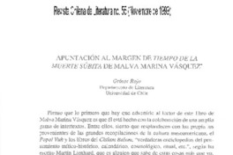 Apuntación al margen de Tiempo de la muerte súbita de Malva Marina Vásquez