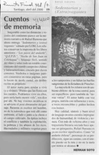 Cuentos de memoria  [artículo] Hernán Soto