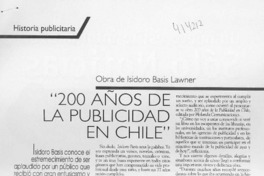 "200 años de la publicidad en Chile"  [artículo] Julia Hemmelman