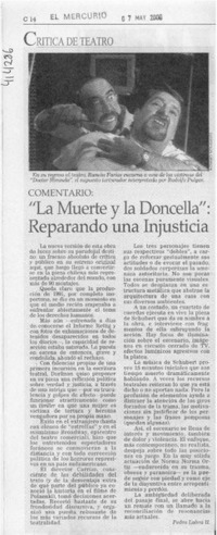 "La muerte y la doncella", reparando una injusticia  [artículo] Pedro Labra H.