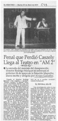 Penal que perdió Caszely llega al tetro en "AM2"  [artículo]