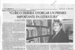 "Curicó debería otorgar un premio importante en literatura"