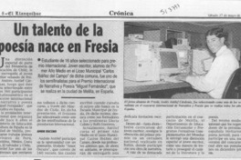 Un Talento de la poesía nace en Fresia  [artículo]