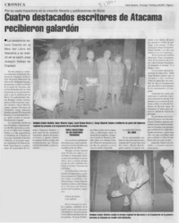 Cuatro destacados escritores de Atacama recibieron galardón