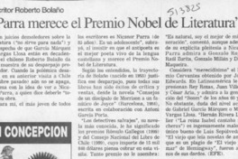 "Parra merece el Premio Nobel de Literatura"  [artículo]
