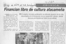 Financian libro de cultura atacameña  [artículo]