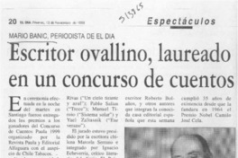 Escritor ovallino, laureado en un concurso de cuentos  [artículo]