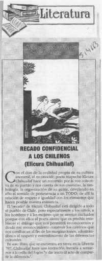 Recado confidencial a los chilenos  [artículo]
