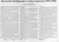 Recuerdos de Edmundo Concha Contreras  [artículo] Juan Antonio Massone