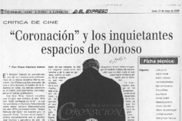 "Coronación" y los inquietantes espacios de Donoso