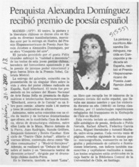 Penquista Alexandra Domínguez recibió premio de poesía español  [artículo]