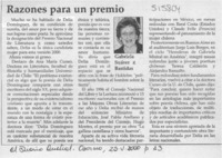 Razones para un premio  [artículo] Gabriela Suárez Bastidas