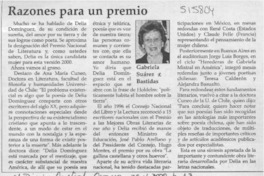 Razones para un premio  [artículo] Gabriela Suárez Bastidas