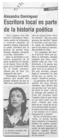Escritora local es parte de la historia poética  [artículo]