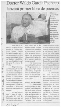 Doctor Waldo García Pacheco lanzará primer libro de poemas  [artículo]