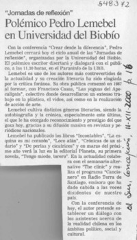 Polémico Pedro Lemebel en Universidad del Biobío  [artículo]