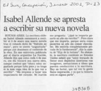 Isabel Allende se apresta a escribir su nueva novela  [artículo]