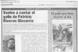 Vuelve a cantar el gallo de Patricio Riveros Olavarría  [artículo]