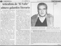 Articulista de "El Valle" obtuvo galardón literario  [artículo]