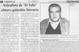 Articulista de "El Valle" obtuvo galardón literario  [artículo]