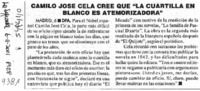 Camilo José Cela cree que "La cuartilla en blanco es atemorizadora"  [artículo]