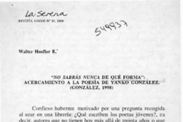 "No sabrás nunca de qué forma"  [artículo] Walter Hoefler E.