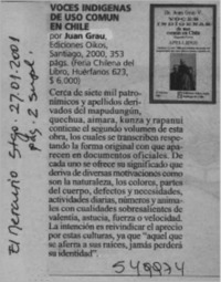 Voces indígenas de uso común en Chile  [artículo]
