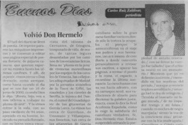 Volvió Don Hermelo  [artículo] Carlos Ruíz Zaldivar