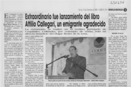 Extraordinario fue lanzamiento del libro Attilio Callegari, un emigrante agradecido
