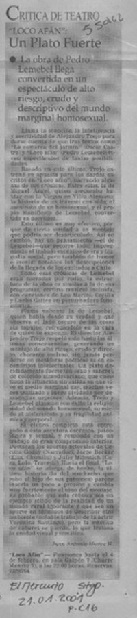 Un plato fuerte  [artículo] Juan Antonio Muñoz H.